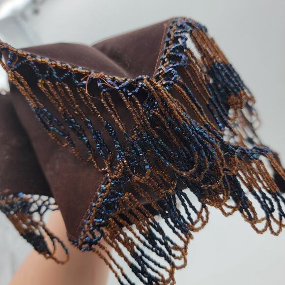 Vintage Boho Suede Beaded Handbag Purse - Picture 7 of 13